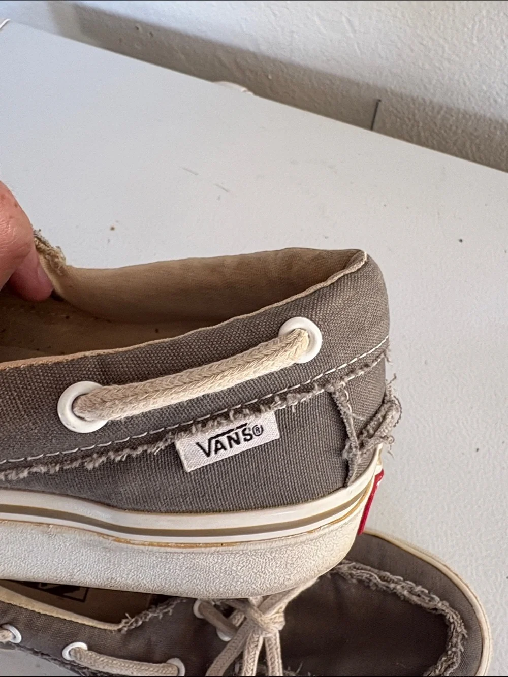 Men's Casual Canvas Boat Shoes - Gray with White Laces